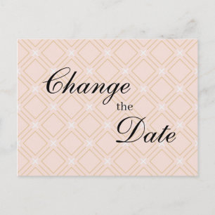 Pastel Peach en Gold Geometric Wijzig de datum Briefkaart