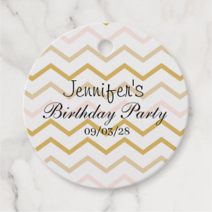 Pastel Peach en Gold Zig Zag Bedankjes Labels
