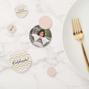 Pastel Peach en Gold Zig Zag Confetti