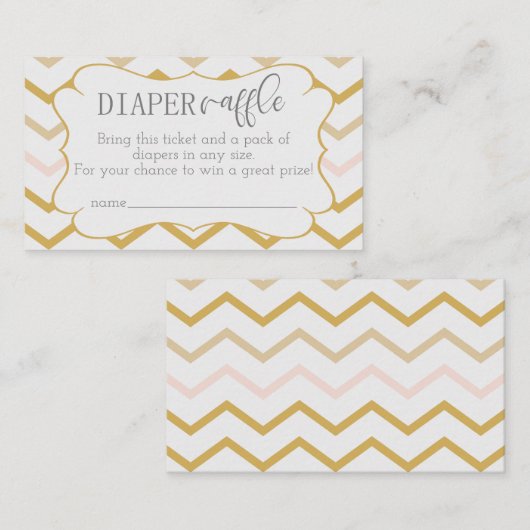 Pastel Peach en Gold Zig Zag Diaper Raffle Informatiekaartje (Voorkant / Achterkant)