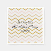 Pastel Peach en Gold Zig Zag Servet (Voorkant)