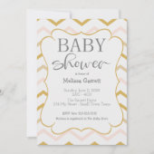 Pastel Peach en Gold Zig Zag Shower Invitation (Voorkant)