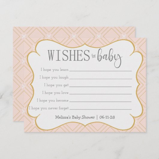 Pastel Peach en goudgeometrische wensen voor Baby (Voorkant / Achterkant)