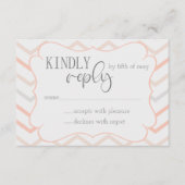 Pastel Peach en Grey Zig Zag RSVP Informatiekaartje (Voorkant)