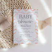 Pastel Peach en Grey Zig Zag Shower Invitation