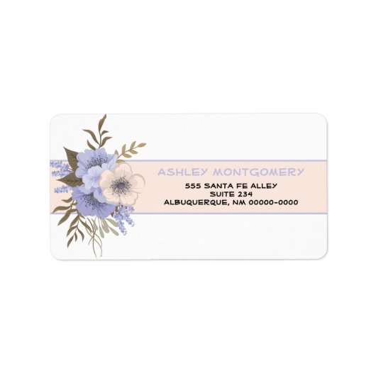 Pastel Peach en Violet Five Petal Wilde Rozen Etiket (Voorkant)