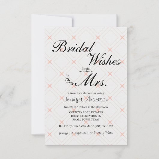 Pastel Peach et Crème Invitation de douche géométr (Devant)