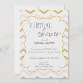 Pastel Peach et Gold Zig Zag Invitation virtuelle (Devant)