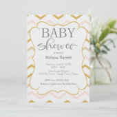 Pastel Peach et Gold Zig Zag Shower Invitation (Debout devant)