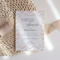 Pastel Peach et Grey Zig Zag Invitation virtuelle