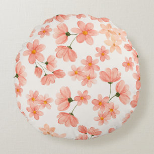 Pastel Peach Floral Coussin rond
