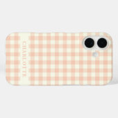 Pastel Peach Gingham Buffalo Check Pset Name Case-Mate iPhone Case (Achterkant (horizontaal))