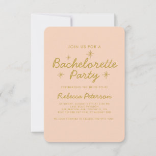 Pastel Peach Gouden Typografie Bachelorette Party Kaart