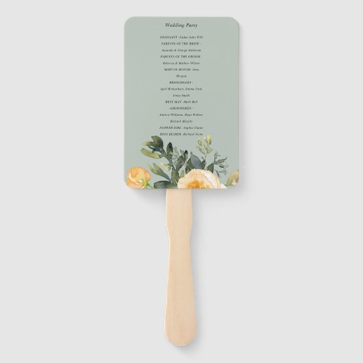 PASTEL PEACH GRAY PEONY FLORAL WEDDING PROGRAMMA HANDWAAIER (Achterkant)
