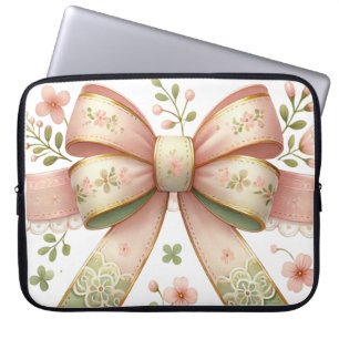 PASTEL PEACH & GREEN IRISH THEMA BOOG LAPTOP SLEEVE