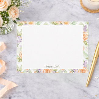 Pastel Peach Lavender Sage Spring Floral Notitiekaartje