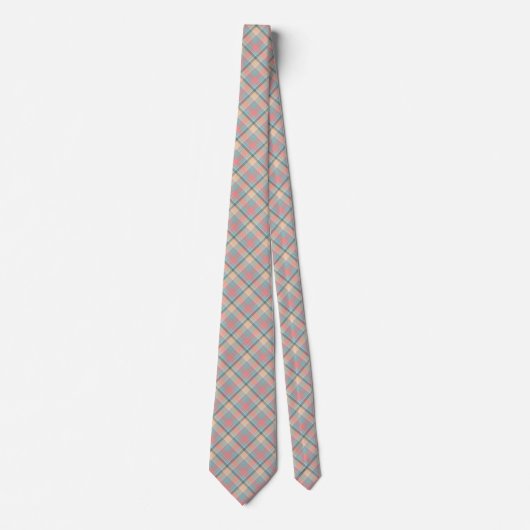 Pastel Peach Mint Tartan Stylish Modern Pattern Stropdas (Voorkant)