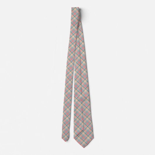 Pastel Peach Mint Tartan Stylish Modern Pattern Stropdas (Achterkant)