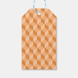 PASTEL PEACH ORANJE GEOMETRISCHE KUBPATRONEN CADEAULABEL