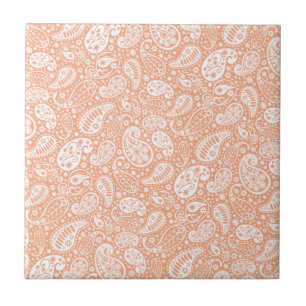 Pastel Peach Paisley Tegeltje