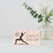 Pastel Peach QR Code Yoga Loyaliteit Kaart (Staand voorkant)