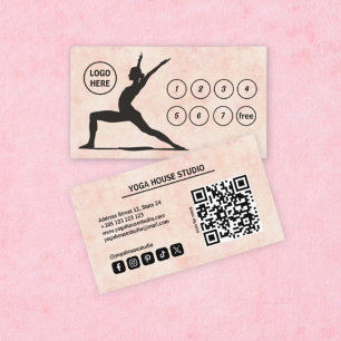 Pastel Peach QR Code Yoga Loyaliteit Kaart