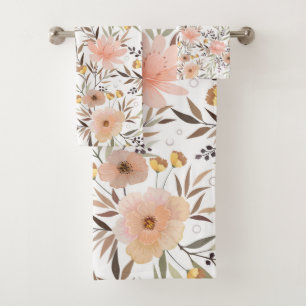 Pastel Peach Rose Olive Brown Modèle floral