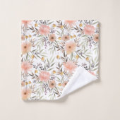 Pastel Peach Rose Olive Brown | Modèle floral (Gant de toilette)