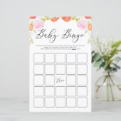 Pastel Peaches and Flowers Baby shower Bingo Game (Staand voorkant)