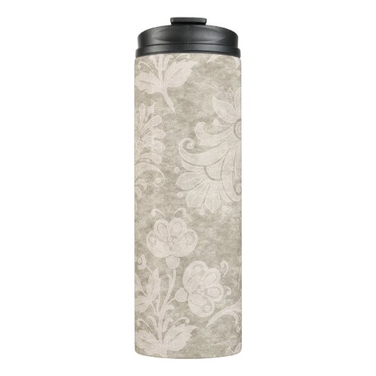 Pastel Pearl Damask Patroon Thermosbeker (Voorkant)