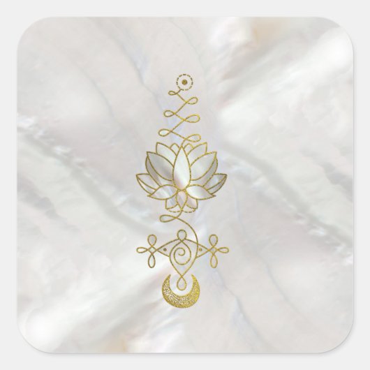 Pastel Pearl Unalome Lotus Symbol Vierkante Sticker (Voorkant)