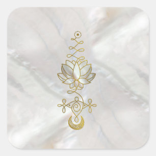 Pastel Pearl Unalome Lotus Symbol Vierkante Sticker