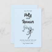 Pastel Penmanship Bewaar de datum Cloud Blue (Voorkant / Achterkant)