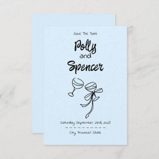 Pastel Penmanship Bewaar de datum Cloud Blue (Voorkant / Achterkant)