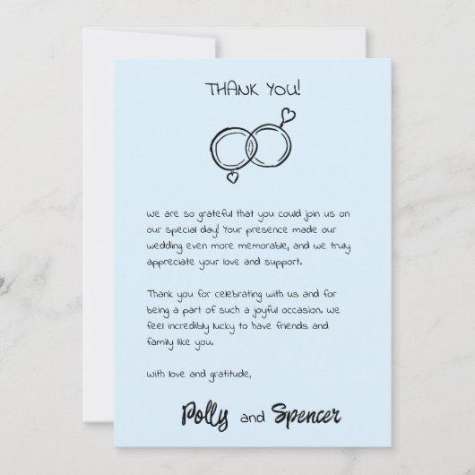 Pastel Penmanship Dankbetuigingskaart Cloud Blue Kaart (Voorkant)