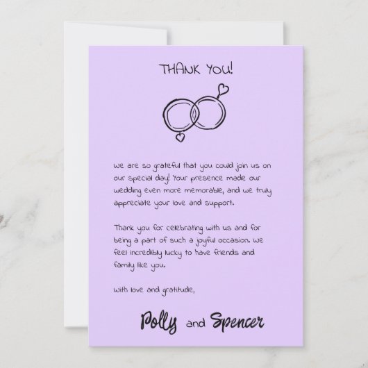 Pastel Penmanship Dankkaart Lavendel Kaart (Voorkant)