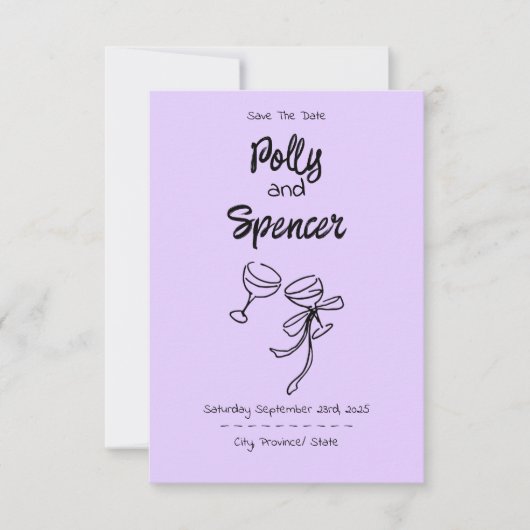 Pastel Penmanship Save the Date Lavender (Voorkant)