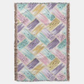 Pastel penseelstreek & goud kriskras Abstract Deken (Voorkant Verticaal)