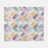 Pastel penseelstreek & goud kriskras Abstract Fleece Deken (Voorkant (Horizontaal))