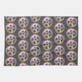 Pastel Pentagram Witchcraft Donkergrijs Halloween Theedoek (Horizontaal)