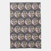 Pastel Pentagram Witchcraft Donkergrijs Halloween Theedoek (Verticaal)