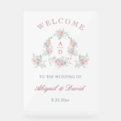 Pastel Peonies Cadre Mariage Monogrammes Bienvenue (Recto)