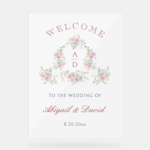 Pastel Peonies Cadre Mariage Monogrammes Bienvenue