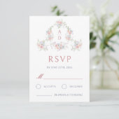 Pastel Peonies Frame Wedding Monograms RSVP Card Kaartje (Staand voorkant)