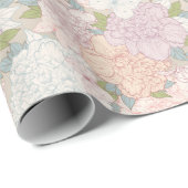 Pastel Peony & Butterfly Flower Pattern Cadeaupapier (Rol Hoek)