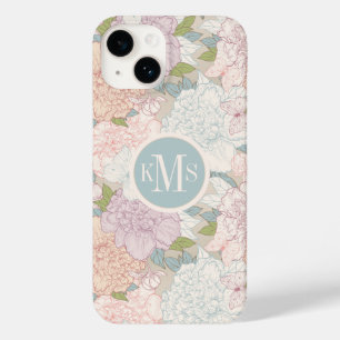 Pastel Peony & Butterfly Flower Pattern Case-Mate iPhone 14 Hoesje