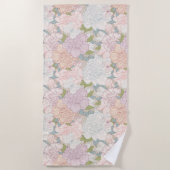 Pastel Peony & Butterfly Flower Pattern Strandlaken (Voorkant)