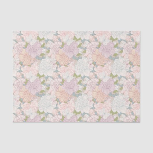 Pastel Peony & Butterfly Flower Pattern Tissuepapier (Voorkant)
