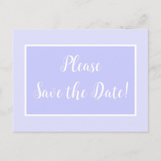 Pastel Periwinkle Enregistrer la date Carte postal (Devant)