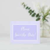 Pastel Periwinkle Enregistrer la date Carte postal (Debout devant)